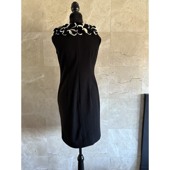 VTG Cache Cocktail Dress - 6 Black White Dramatic Ruffle Neckline Holiday Party - Picture 10 of 11